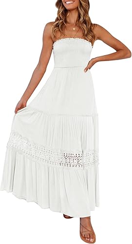 ZESICA Strapless Crochet Backless Dress