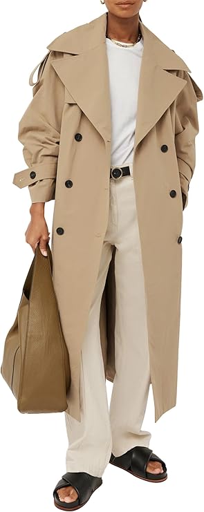 Farktop Oversized Long Trench Overcoat