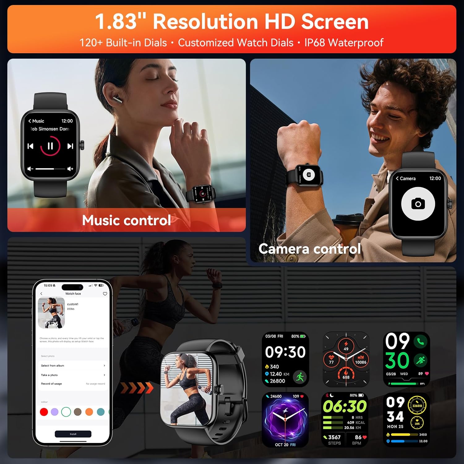 Smart Watch with Alexa Built-in, 1.83" HD Touchscreen - Image 3